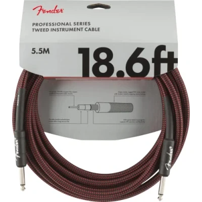 Image of Fender Professional Series Instrument Cable 18.6 ft STR/STR Red Tweed,5.5 Metre,990820067