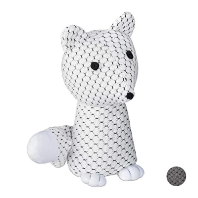 Image of Relaxdays Fox Doorstopper, Decorative Floor Bumper, Standing, Filled Fabric Door Stop, 1 kg Tall, White, Pack of