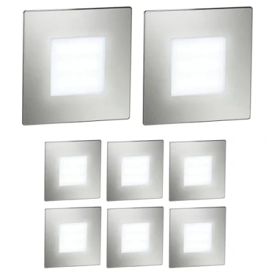 Image of ledscom.de 8 LED Staircase Light/recessed Wall Light FEX for Indoor and Outdoor, Angular, Stainless Steel, 85 x 85mm, Cool White