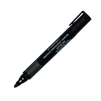 Image of Q Connect Premium Permanent Marker Pen Bullet Tip Black (Pack of 10) KF26105+ Finchley Free
