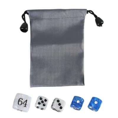 Image of FOLODA 1 Set Of Acrylic Backgammon Pearls Dices 22mm Doubling Cube And Four 16mm With Storage Bag Gaming Accessory
