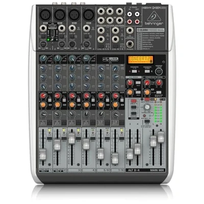 Image of Behringer Premium 12 Input 2/2 Bus Mixer with XENYX Mic Preamps and Compressors, Klark Teknik Multi FX Processor, Wireless Option USB/Audio Interface, Compatible PC Mac, ‎Black Silver