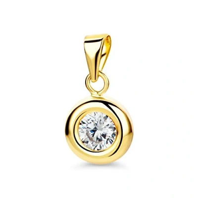 Image of Orovi Gold pendant for women Cubic zirconia solitaire Gemstone Solid 9k/375 Yellow Hypoallergenic