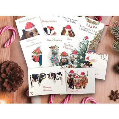 Image of Pack of 10 Plantable Christmas seed cards A6 with envelopes