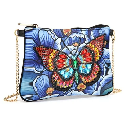 Image of DIY 5D Diamond Painting Crossbody, Drill Cross Stitch Backpack Handbag Purse Tote Storage Bag Embroidery Kit Leather for Girl Women Art Craft Decor (K)