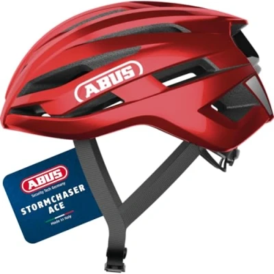 Image of ABUS StormChaser ACE Racing Bicycle Helmet Lightweight Road Bike for Racing, Gravelbike Touring and Cyclocross Women Men Size L, Red