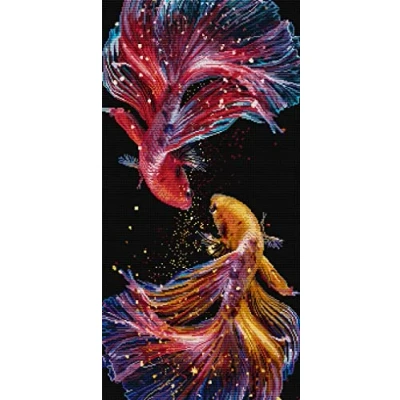 Image of Awesocrafts Cross Stitch Stamped Kits Fish Easy Patterns Stitching Embroidery Needlework Kit Supplies 14CT 2 Strands