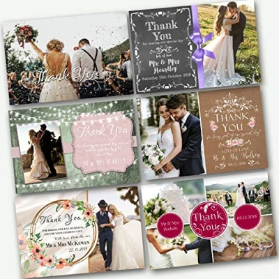Image of Wedding Thank You Cards &amp; Envelopes Professionally printed (Choice of designs) Click customize now for prices