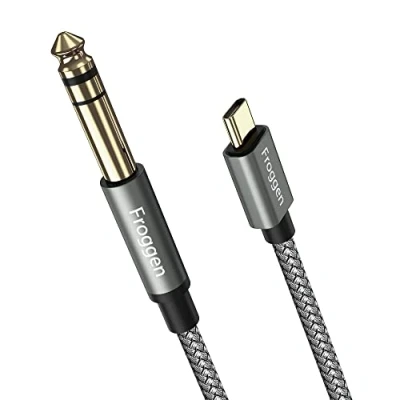 Image of Froggen USB C to 6.35mm Cable, Type 6.35 mm 1/4 inch TS Audio Cable for iPhone 15 series, Smartphone, Amplifier, Speaker, Playing Music, Mixing Console Mixer