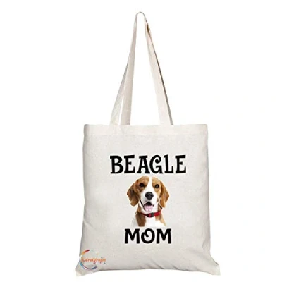 Image of Coralgraph TB589 BEAGLE MOM Novelty Present Gift Printed Eco Friendly Stylish Long Handled Tote Shoulder Bag