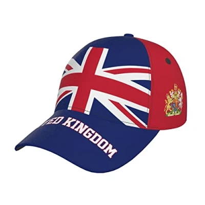 Image of RFSHOP United Kingdom Flag UK Great Britain Baseball Cap Full Print Adult Men Hat Patriotism Supporter Soccer Caps Black