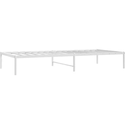 Image of vidaXL Single Bed Frame White Classic Metal with Robust Construction and Extra Storage Space No Mattress Included