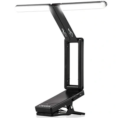 Image of CAHAYA Rechargeable LED Music Stand Clip on Light with Clamp 10 LEDs Bright Foldable Cordless Portable 2 Modes 6 Hours Duration, CY0240