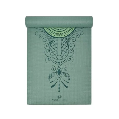 Image of Yoga Studio Designed Sticky Mat Oeko Tex Tear Proof Non Slip Workout Exercise Gym Fitness Mandala &amp; Pilates 183cm x 61cm 6mm (Hamsa Sage Green)
