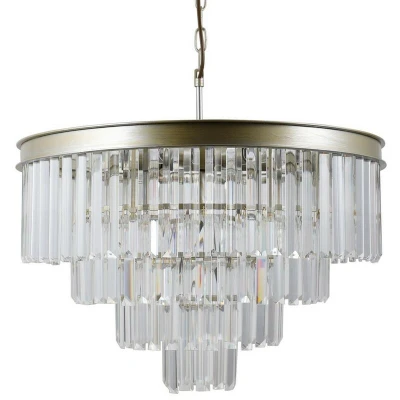 Image of Italux Lighting Hanging Pendant Golden Champagne 8 Light with Crystal Glass Shade, E14