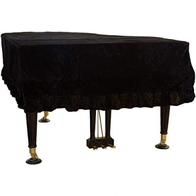 Image of Pevfeciy Piano Cover Grand Colorfast Dust Tight Decorated Cover, Soft with Folded Hem Comfortable Thickening for Piano,Schwarz,210 220cm