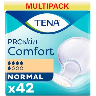 Image of TENA ProSkin Comfort Normal 5 Drops Absorption Incontinence Pads 3 Pack of 42