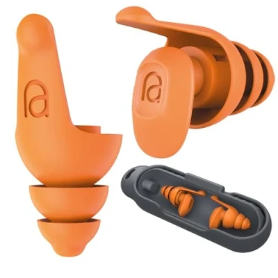 Image of Safety Earplugs for Work &amp; DIY High Visibility Noise Reduction Construction, Heavy Machinery Outdoor Tasks Hypoallergenic, Medical Grade Silicone Multiple Sizes Reusable with Carry Case