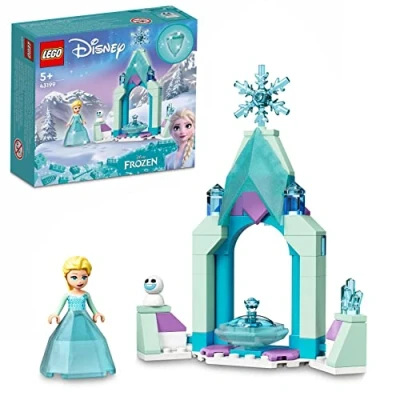 Image of LEGO 43199 Disney Elsa’s Castle Courtyard Diamond Dress Set, Buildable Princess Toy with Collectable Frozen 2 Mini Doll Figure