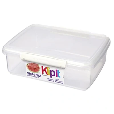 Image of Sistema KLIP IT Accents Food Storage Container 2L Stackable, Airtight Prep with Lid 2 L BPA Free Assorted Clips (Not Selectable) 1 Count