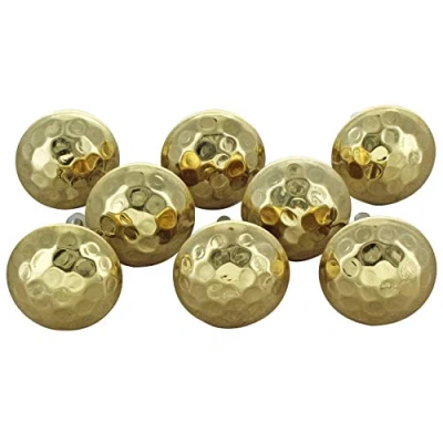 Image of G Decor Set of 8 Hammered Brass Metal Door Knob Vintage Shabby Chic Cupboard Drawer Pull Handles