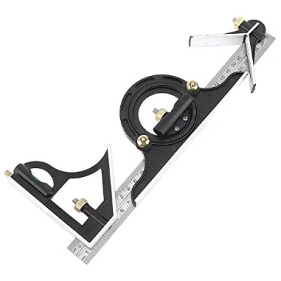 Image of ChgImposs 12&quot; Adjustable Sliding Combination Square Ruler &amp; Protractor Level Measure Measuring Set, Inch/Metric
