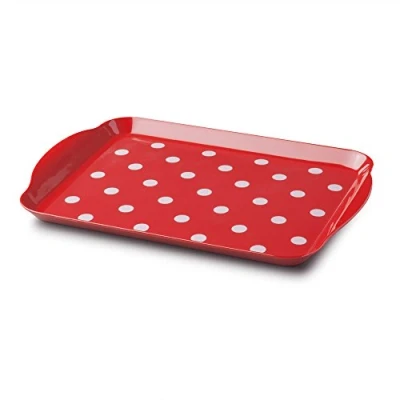 Image of Zeal G201R Melamine Dotty Serving Design Tray (30x21cm) Red