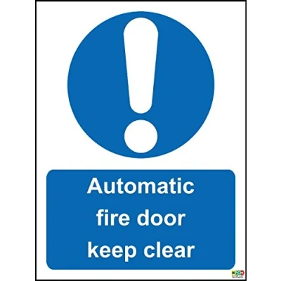Image of Automatic Fire Door Keep Clear Safety Sign 1.2mm Rigid Plastic 200mm x 150mm