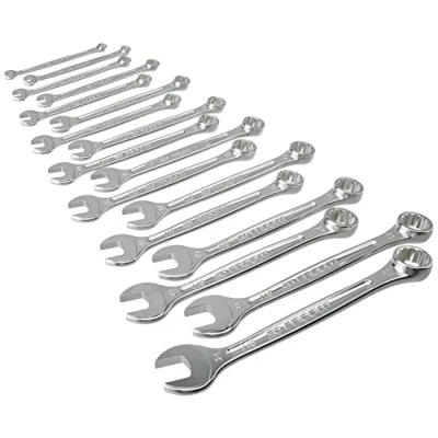Image of Facom 17 OGV® combination wrenches sizes 6 to 22 and 24 mm in foam tray