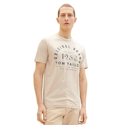 Image of TOM TAILOR Men&#039;s T Shirt 1035549, 31509 Caramel Beige Fine Stripe, 3XL