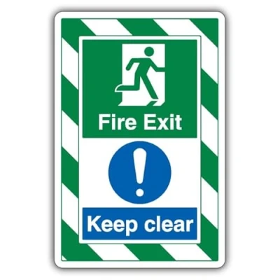 Image of V Safety Fire Exit/Keep Clear ExtraViz 250 x 350 mm 2mm Rigid Plastic Sign