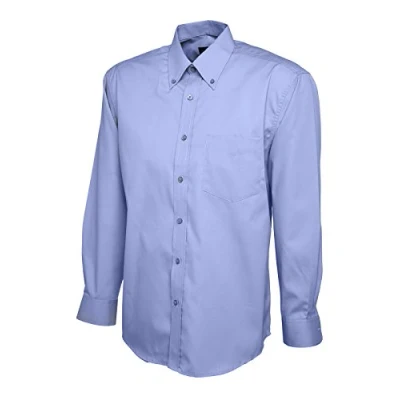 Image of Mens Pinpoint Oxford Full Sleeve Shirt Mid Blue 3XL