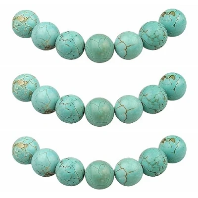 Image of MJDCB Round Stone Beads 4mm Turquoise Loose Gemstone for Jewelry Making Bracelet Necklace 85pcs