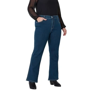 Image of EVANS Curve Fit Bootcut Jeans Women&#039;s Plus Size Indigo