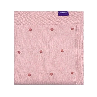 Image of Clevamama Knitted Pom Baby Blanket, Soft Organic Cotton Newborn Blankets 80x100cm, Pink,3491