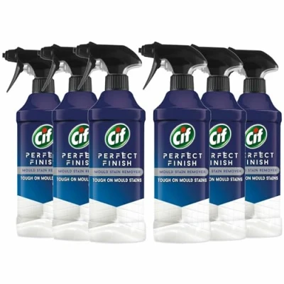 Image of Cif Perfect Finish 100% Tough Stain Removal Spray for Stainless Steel, Anti Limescale, Oven &amp; Grill or Mould Effective Degreaser Kitchen and Outdoor, 435ml (Buy 6, Mould)