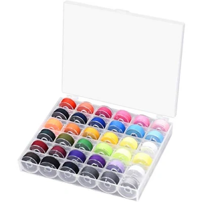 Image of Kissral 36Pcs Sewing Machine Bobbin Threads, Pre Wound Bobbins Set with Storage Case BoxFor Brother/Babylock/Janome/Elna/Kenmore/Babylock/Singer