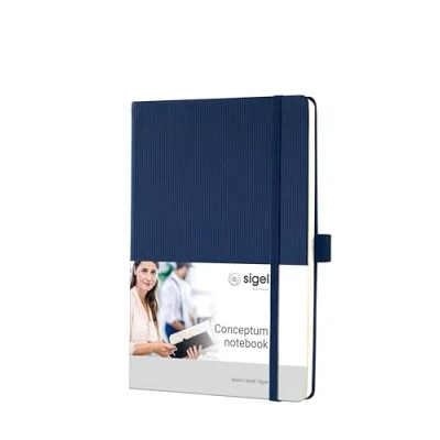 Image of SIGEL CO657 Premium Notebook lined, A5, hardcover, Blue Conceptum