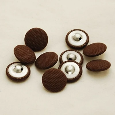 Image of 10 Fabric Covered Buttons Brown 2cm