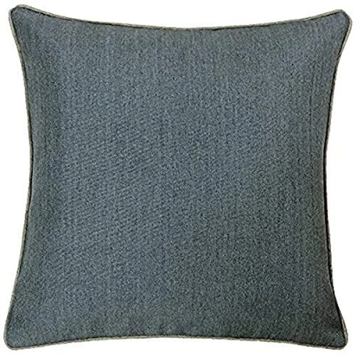 Image of Riva Paoletti Bellucci Feather Filled Cushion Graphite Contrasting Tobacco Grey Piped Edges Strong Canvas Fabric Machine Washable 100% Polyester Case 45 x 45cm (18&quot; 18&quot; inches)