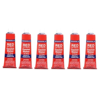 Image of PEBBLE HUG Red RTV Silicone Instant Gasket Maker Adhesive Sealant 85g Tube, Decreased Power, Acceleration, and Fuel Efficiency (Pack of 6)