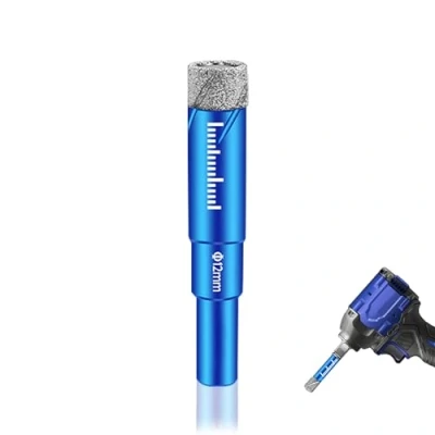 Image of Dry Diamond Drill Bit 12mm Tiles Glass Tipped Bits for Porcelain with Wax Core All Purpose Drilling