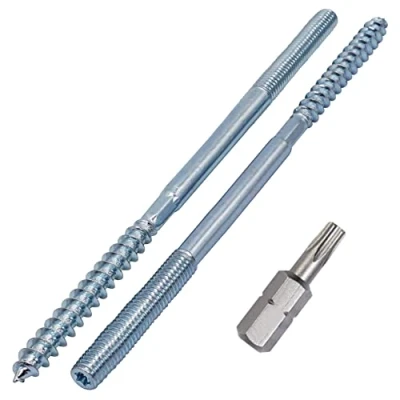 Image of SKIR&#039;CO (4 pcs) Hanger Bolts M8 x 250 mm, Double Ended Thread Dowel Screws, Headed