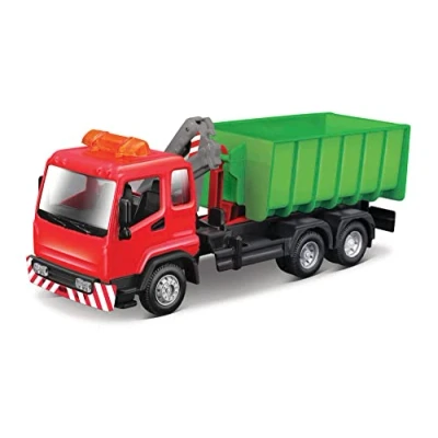 Image of Bburago B18 32264 Die Cast MUNICIPLE Lorry with Working Hook Lift and Crane Collectible Model Toy 1:50 Scale Car, Sport, pre Built, Assorted Colours