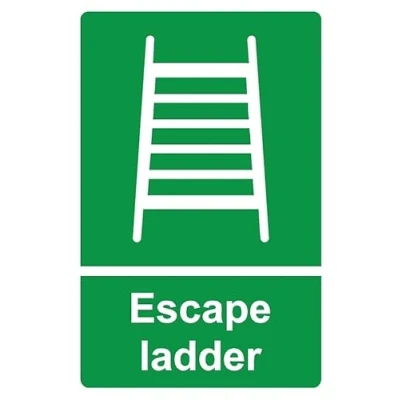 Image of Escape ladder safety sign 1mm flexible Plastic (300mm x 200mm)