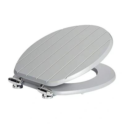 Image of Grey Wooden Soft Close Toilet Seat By Harbour Housewares