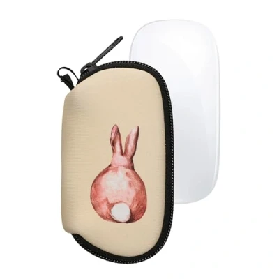 Image of kwmobile Neoprene Case Compatible with Apple Magic Mouse 1/2 Bag Rabbit Tail Brown/White/Beige