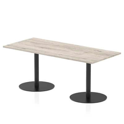 Image of Italia 1800 x 800mm Poseur Rectangular Table Grey Oak Top 720mm High Black Leg