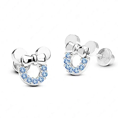 Image of Kaguyo Silver Earrings for women, 925 Sterling pave Amethyst Clear Blue Red Zirconia Cute Mouse Stud Women Girls kids, Design Birthday Gift Jewellery