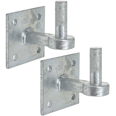 Image of 2X Heavy Duty Galvanised 19mm Hook Plates Farm/Field Gate Square Hanger Pin Hinges